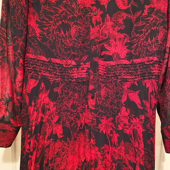 G.I.L.I Got It Love It Pleated A-Line Dress Long Sleeve Sz 6 Black & Red A384609 - Picture 10 of 15